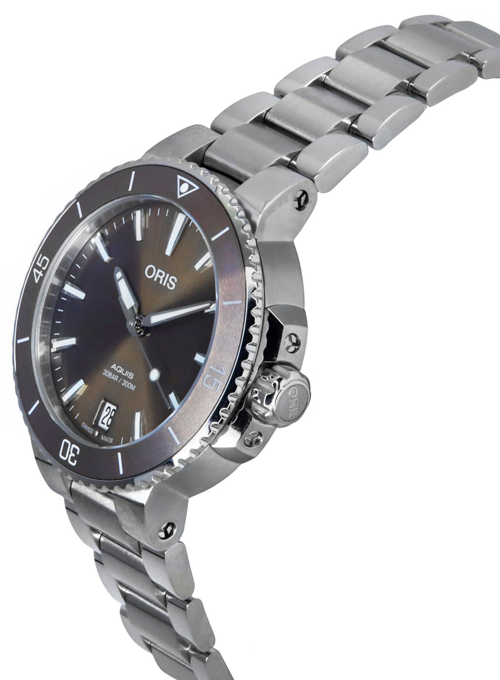 Oris Aquis Date Stainless Steel Brown Dial Automatic 01 733 7731 4156-07 8 18 05P 300M Unisex Watch