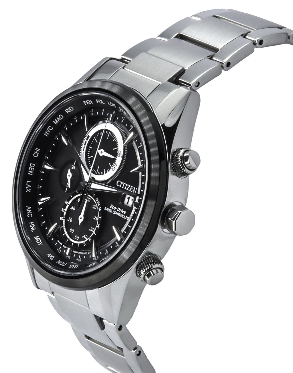 Citizen Eco-Drive Perpetual Calendar Chronograph Stainless Steel Black Dial AT8266-89E 100M Men's Watch