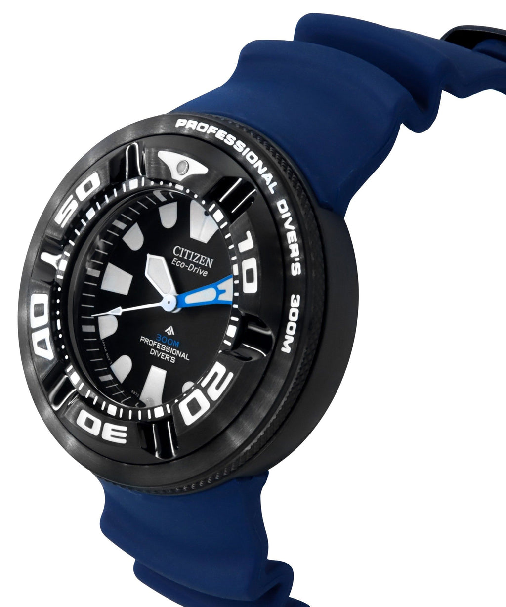 Citizen Promaster PU Strap Black Dial Eco-Drive Diver's BJ8055-04E 300M Men's Watch