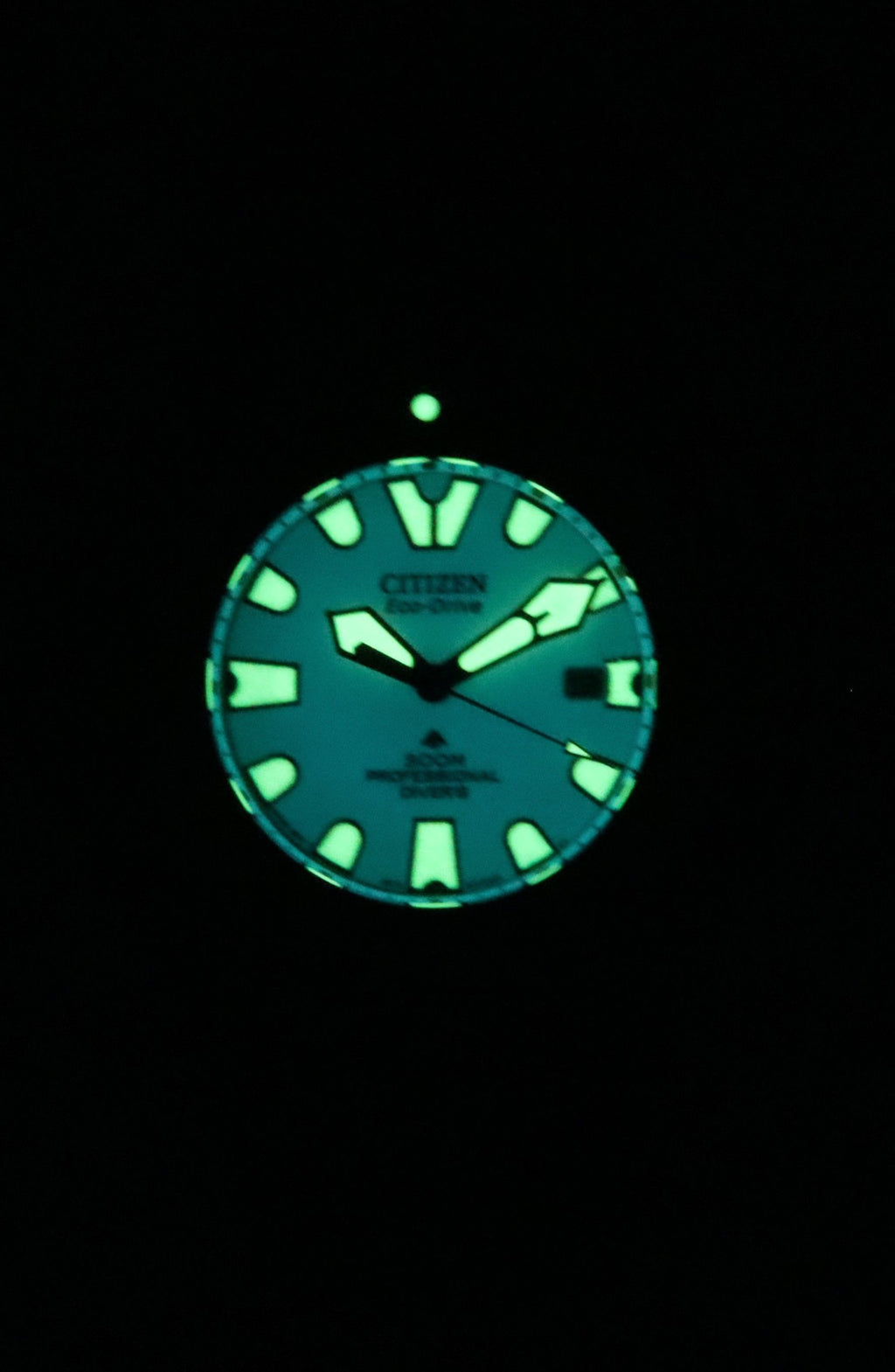 Citizen Promaster PU Strap Green Dial Eco-Drive Diver's BJ8055-04X 300M Men's Watch