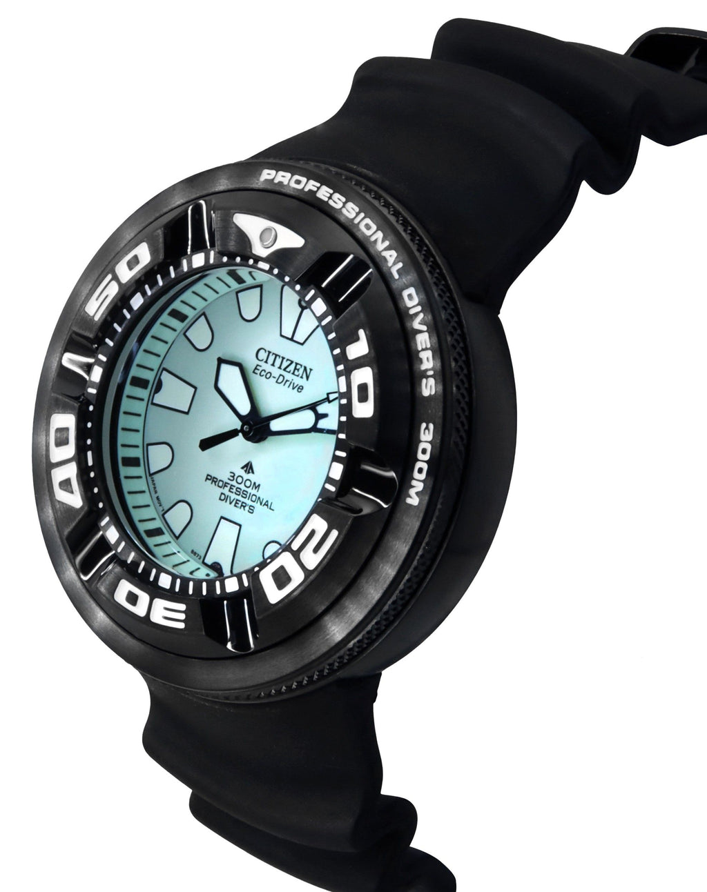 Citizen Promaster PU Strap Green Dial Eco-Drive Diver's BJ8055-04X 300M Men's Watch