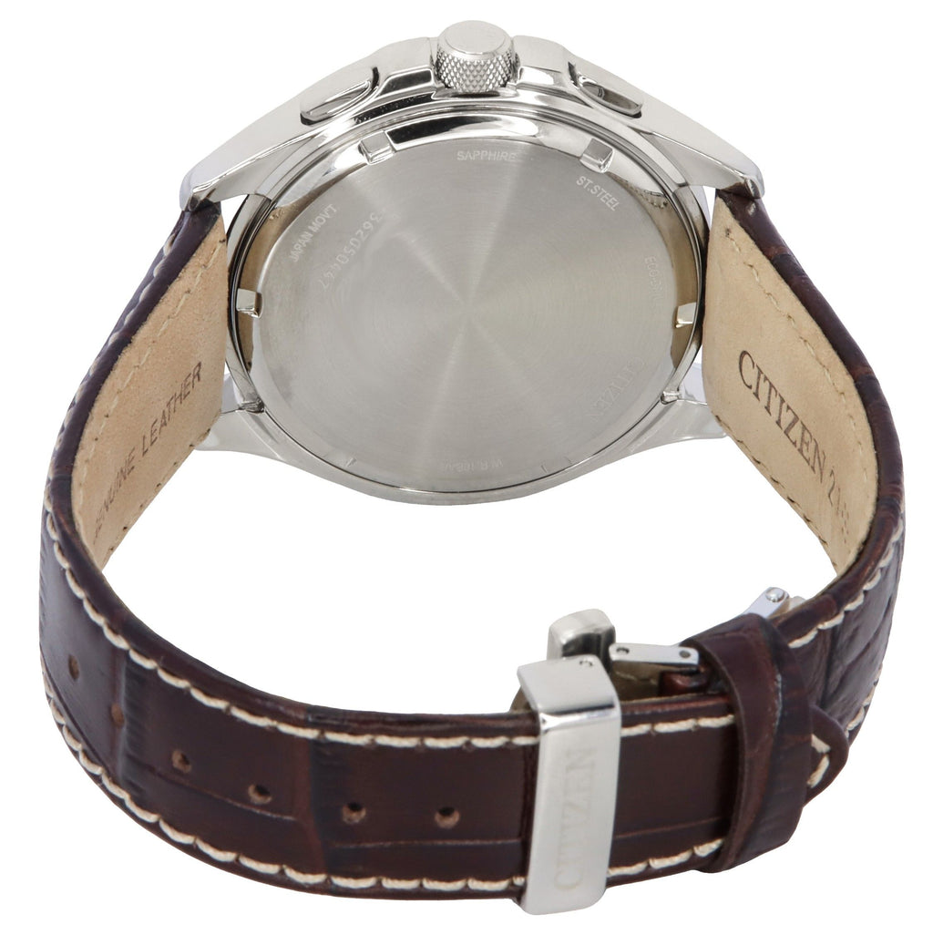 Citizen Eco-Drive Perpetual GMT Leather Strap Brown Dial BL8160-07X 100M Men's Watch