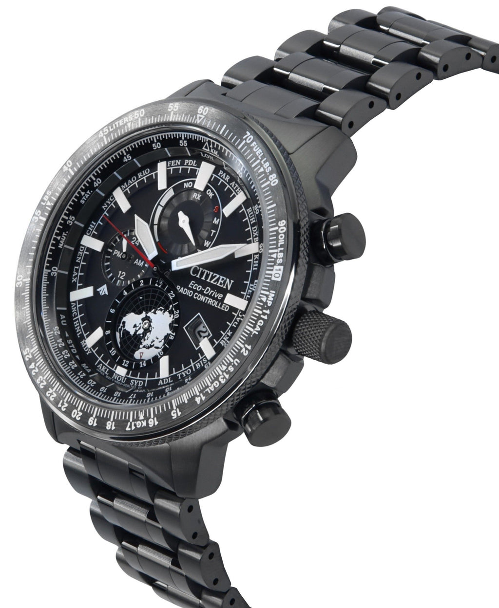 Citizen Promaster Geo Trekker Stainless Steel Black Dial Eco-Drive BY3005-56G 200M Men's Pilot Watch