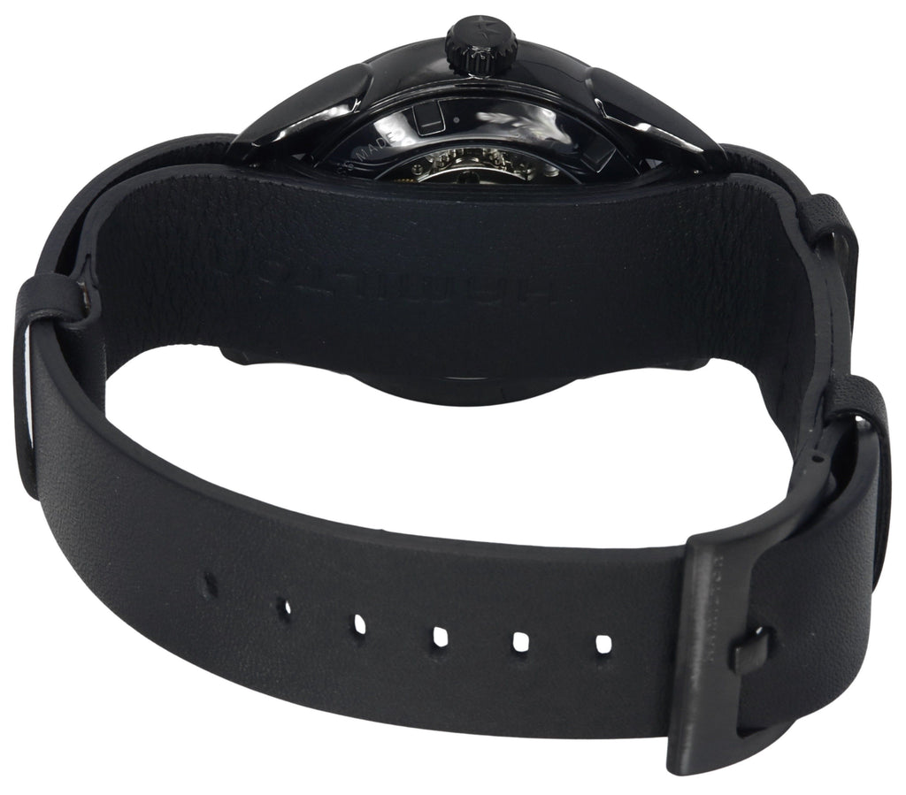 Hamilton Jazzmaster Leather Strap Black Dial Automatic H32255730 Unisex Watch