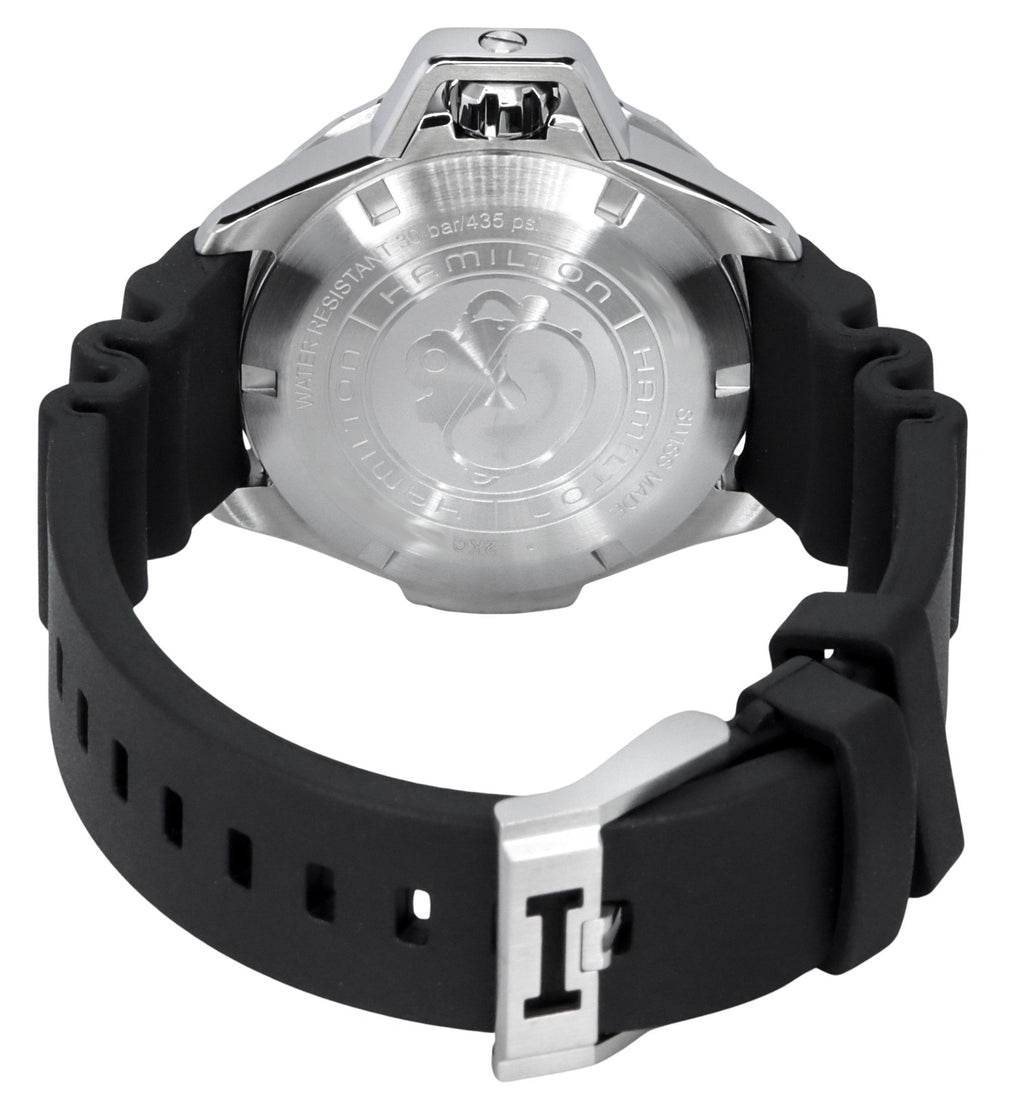 Hamilton Khaki Navy Frogman Rubber Strap Black Dial Automatic Diver's H77455330 300M Men's Watch