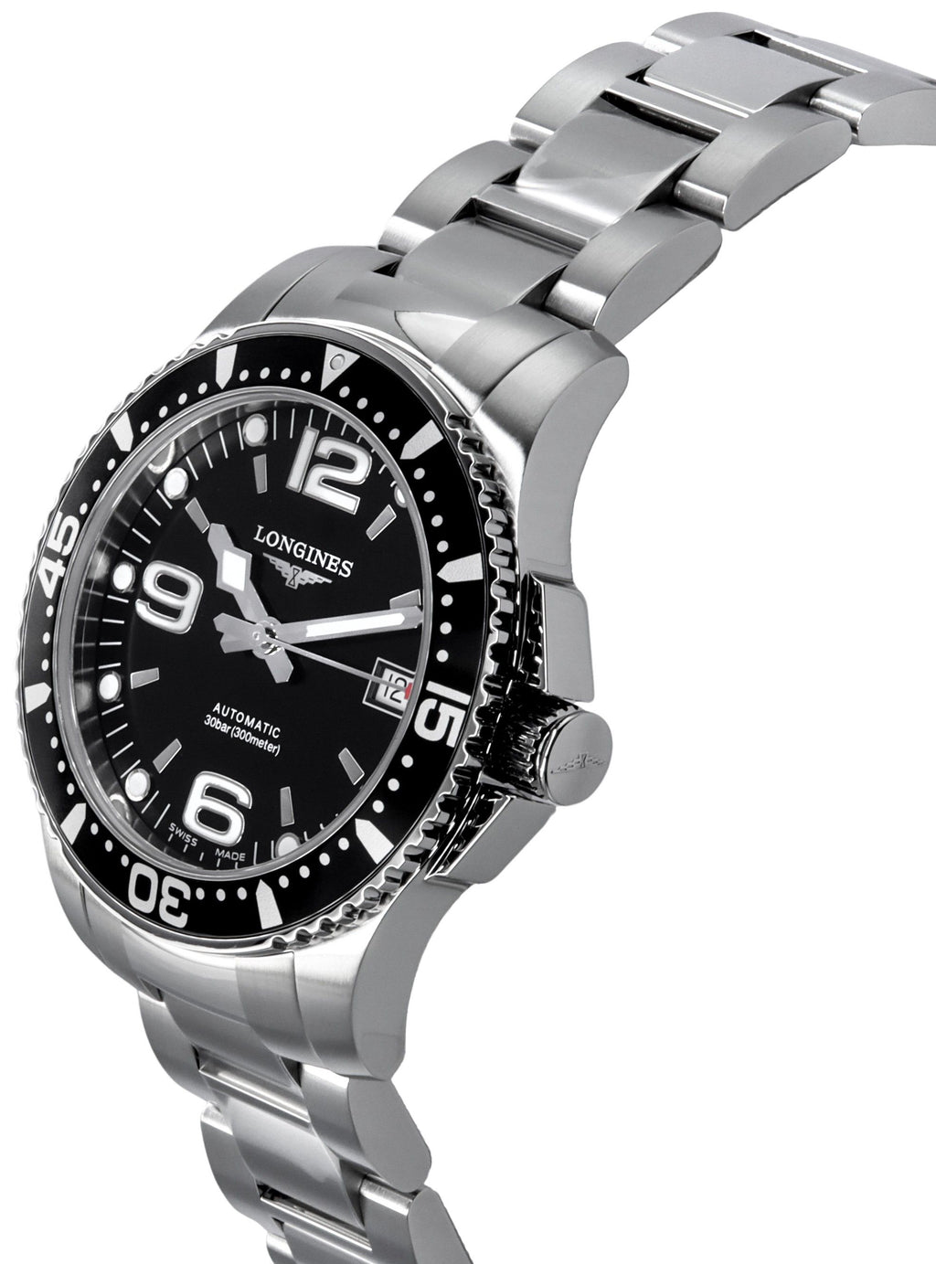 Longines HydroConquest Stainless Steel Black Dial Automatic Diver's L3.741.4.56.6 300M Men's Watch