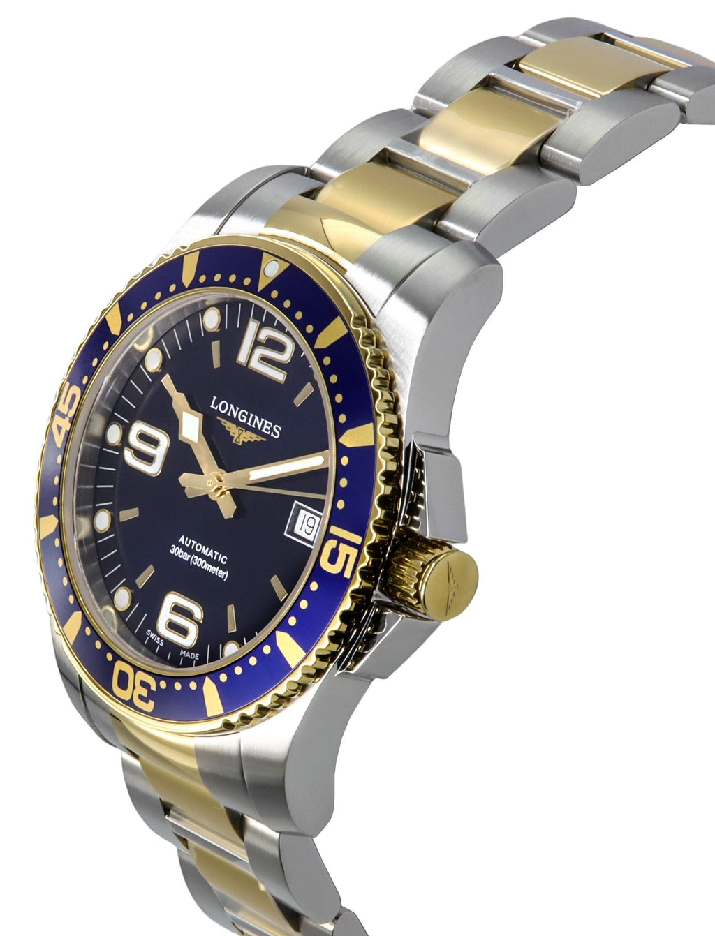 Longines HydroConquest Two Tone Stainless Steel Blue Dial Automatic Diver's L3.742.3.96.7 300M Men's Watch