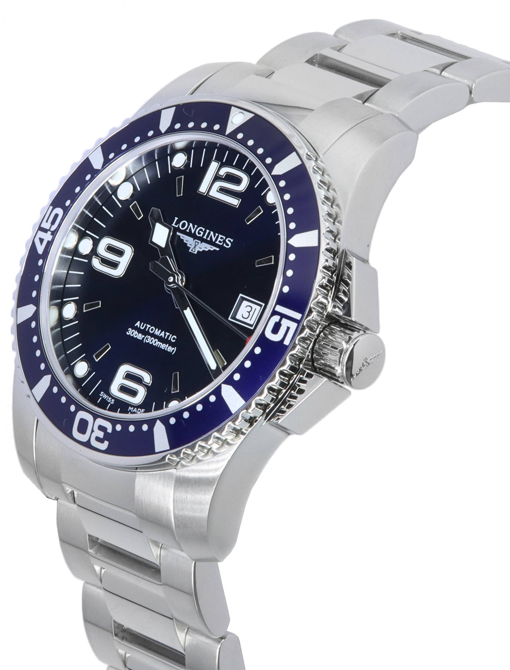 Longines HydroConquest Sunray Blue With Super-LumiNova Dial Automatic Diver's L3.742.4.96.6 300M Men's Watch
