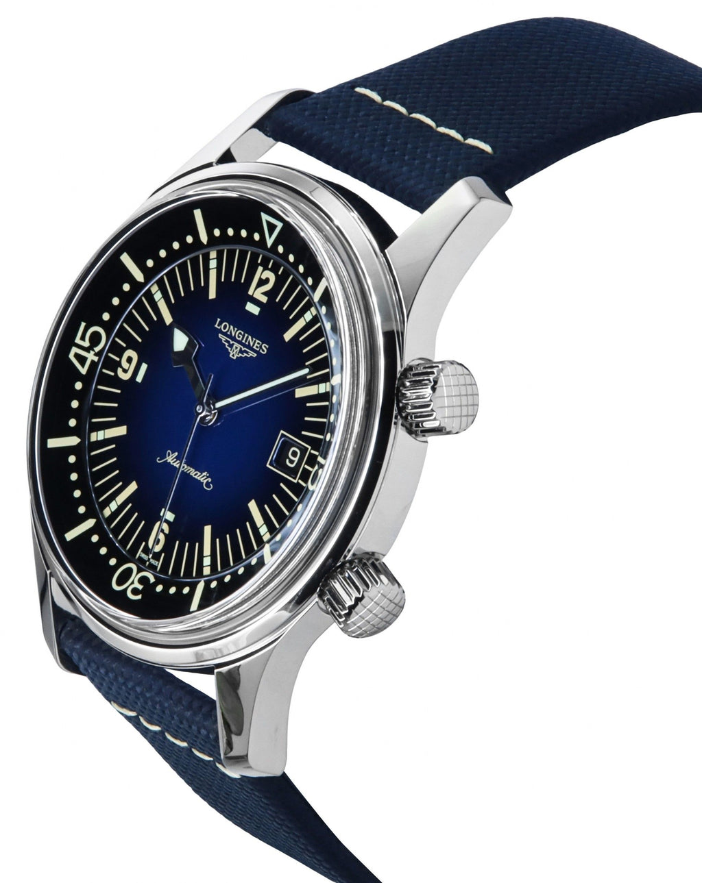 Longines Legend Diver Leather Strap Blue Dial Automatic L3.774.4.90.2 300M Men's Watch