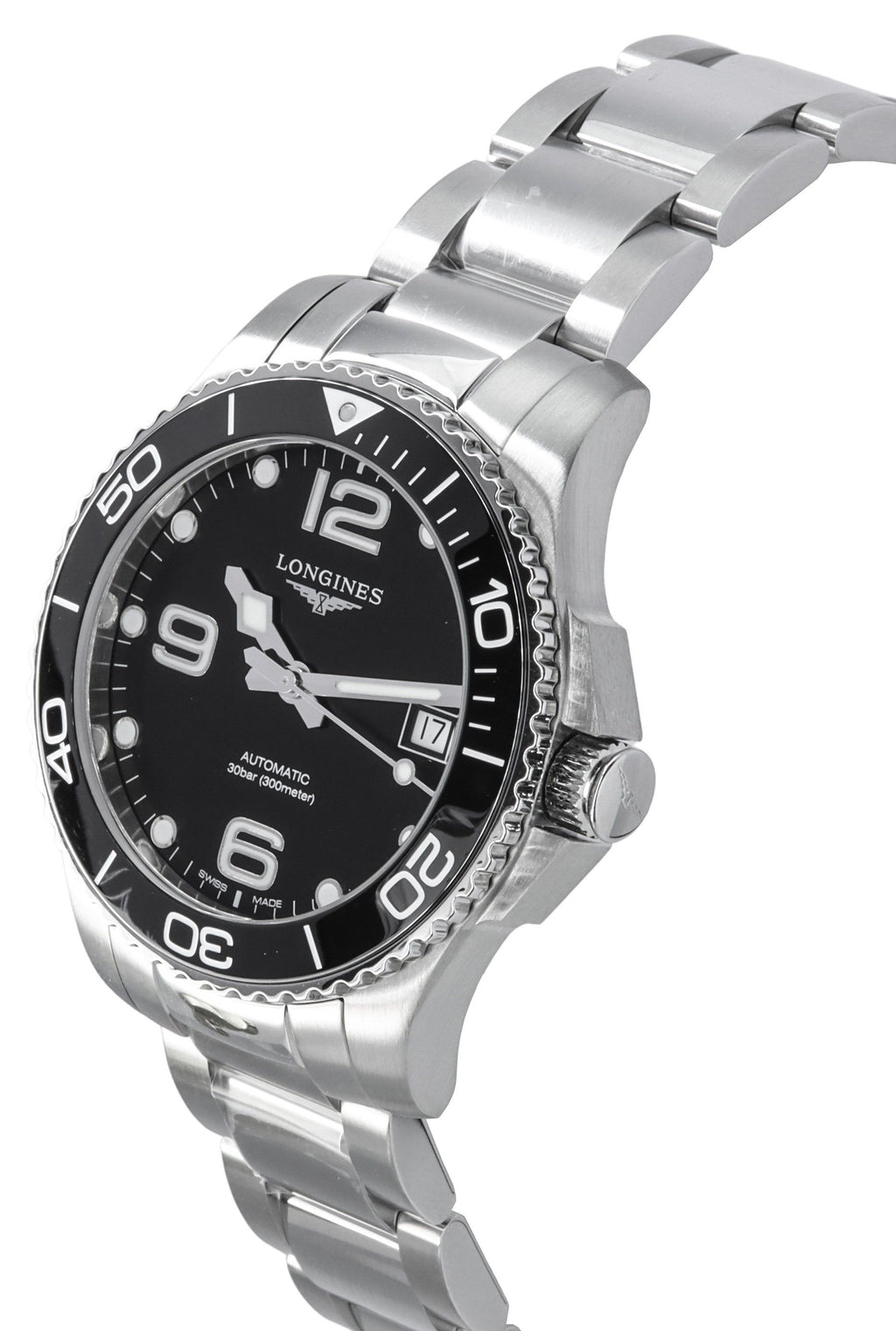 Longines HydroConquest Stainless Steel Black Dial Automatic Diver's L3.780.4.56.6 300M Men's Watch