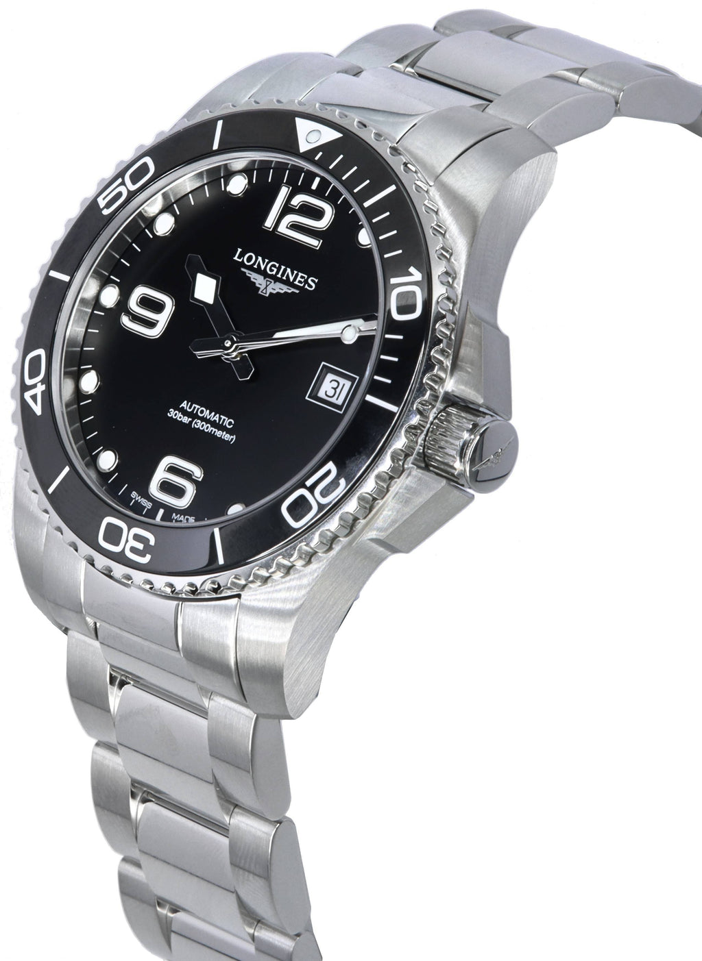 Longines HydroConquest Sunray Black With Super-LumiNov Dial Automatic Diver's L3.781.4.56.6 300M Men's Watch