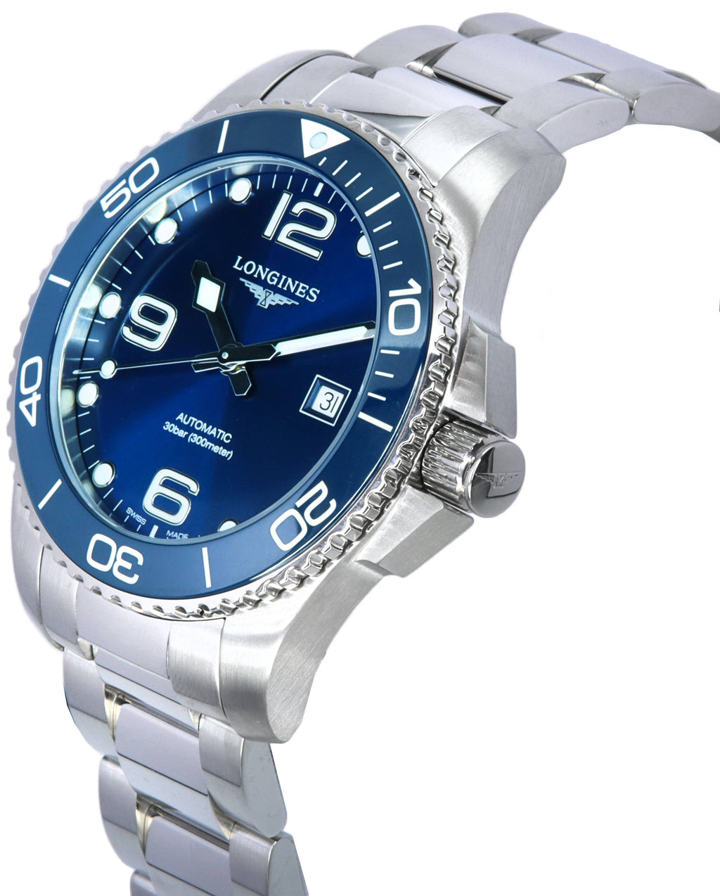 Longines HydroConquest Sunray Blue With Super-LumiNova Dial Automatic Diver's L3.782.4.96.6 300M Men's Watch
