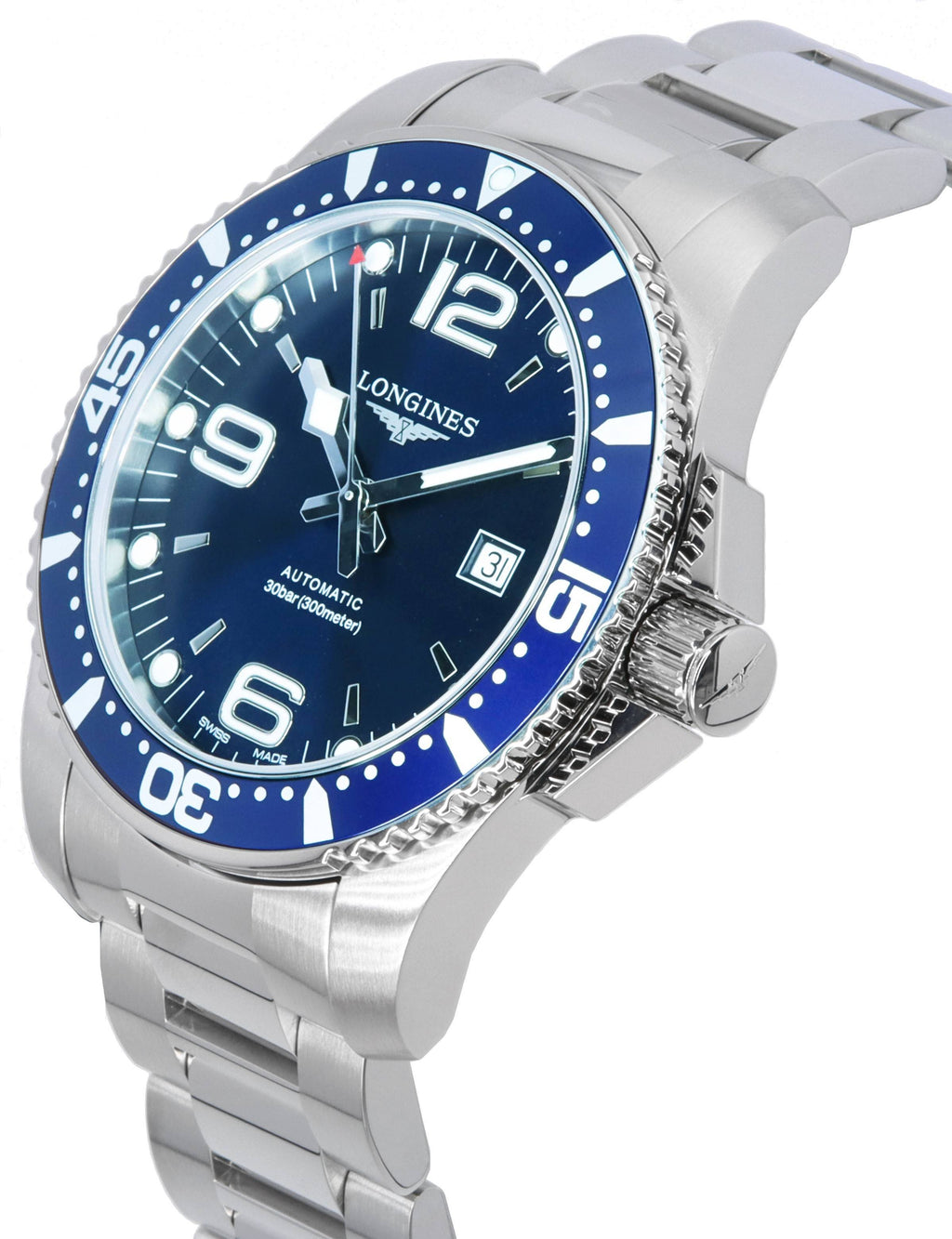 Longines HydroConquest Sunray Blue With Super-LumiNova Dial Automatic Diver's L3.841.4.96.6 300M Men's Watch