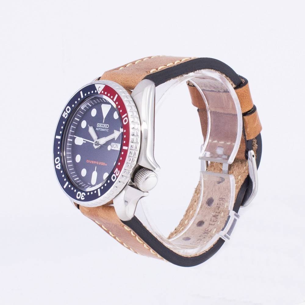 Seiko Automatic SKX009K1-var-LS17 Diver's 200M Brown Leather Strap Men's Watch