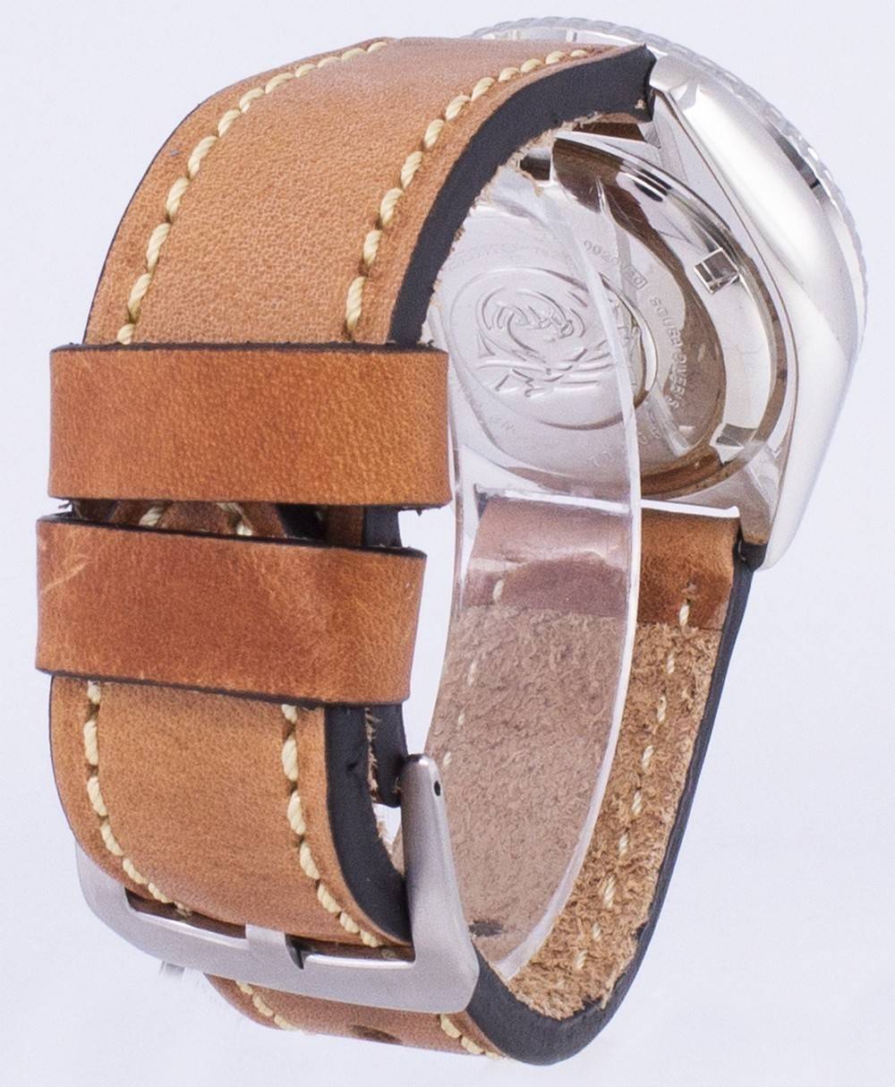 Seiko Automatic SKX009K1-var-LS17 Diver's 200M Brown Leather Strap Men's Watch