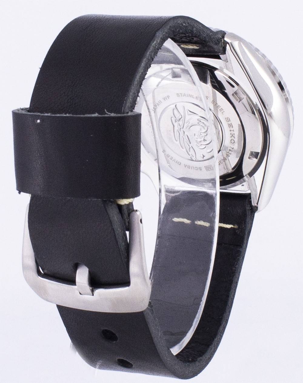 Seiko Automatic SKX011J1-var-LS14 Diver's 200M Japan Made Black Leather Strap Men's Watch
