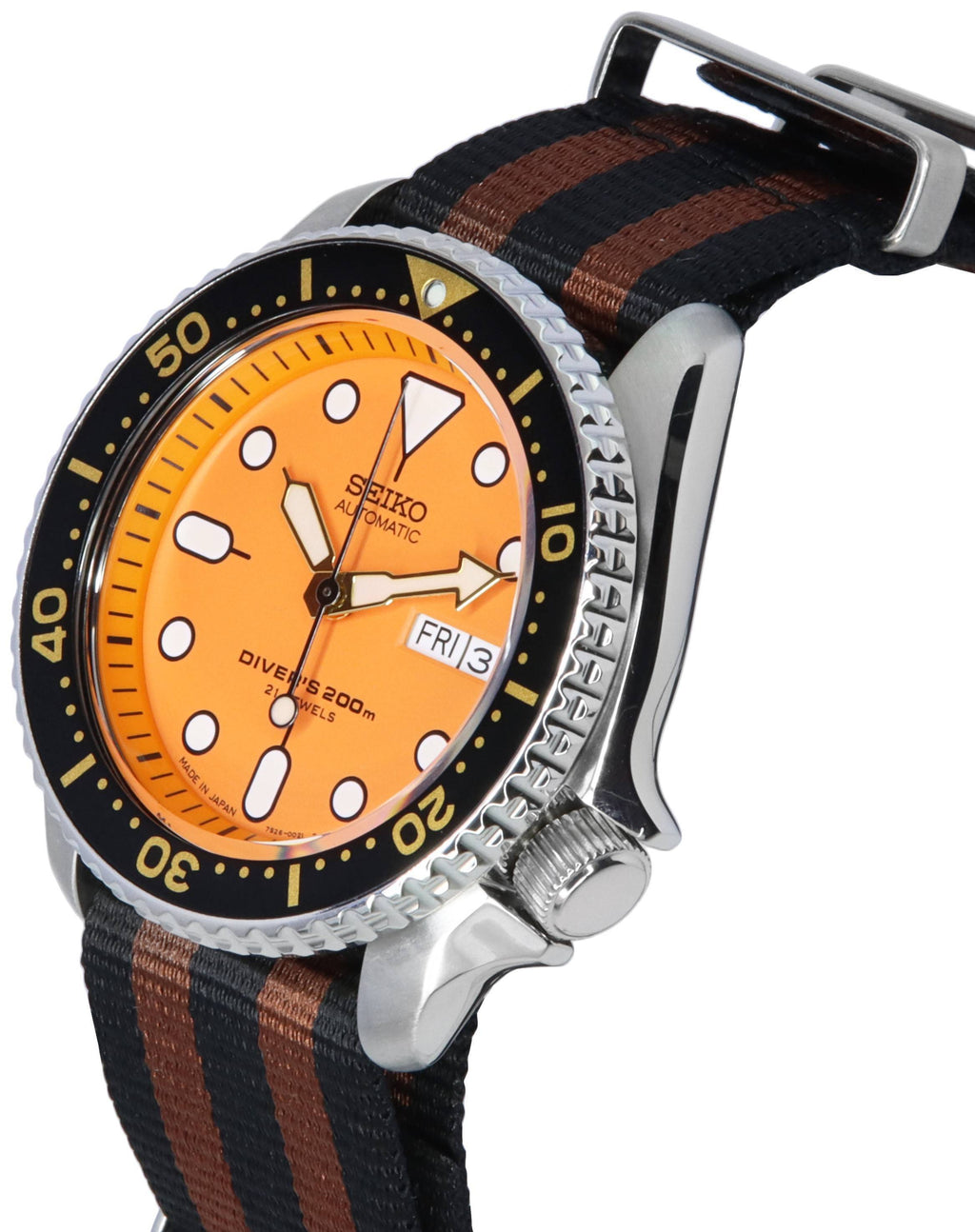 Seiko Orange Dial Automatic Diver's SKX011J1-var-NATO22 200M Men's Watch