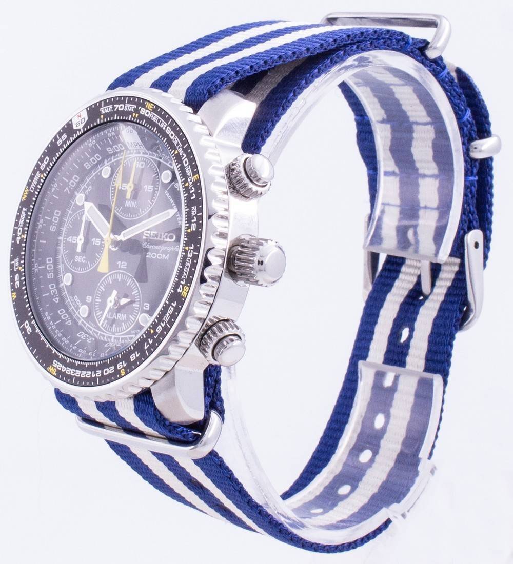 Seiko Pilot's Flight SNA411P1-VAR-NATO2 Quartz Chronograph 200M Men's Watch