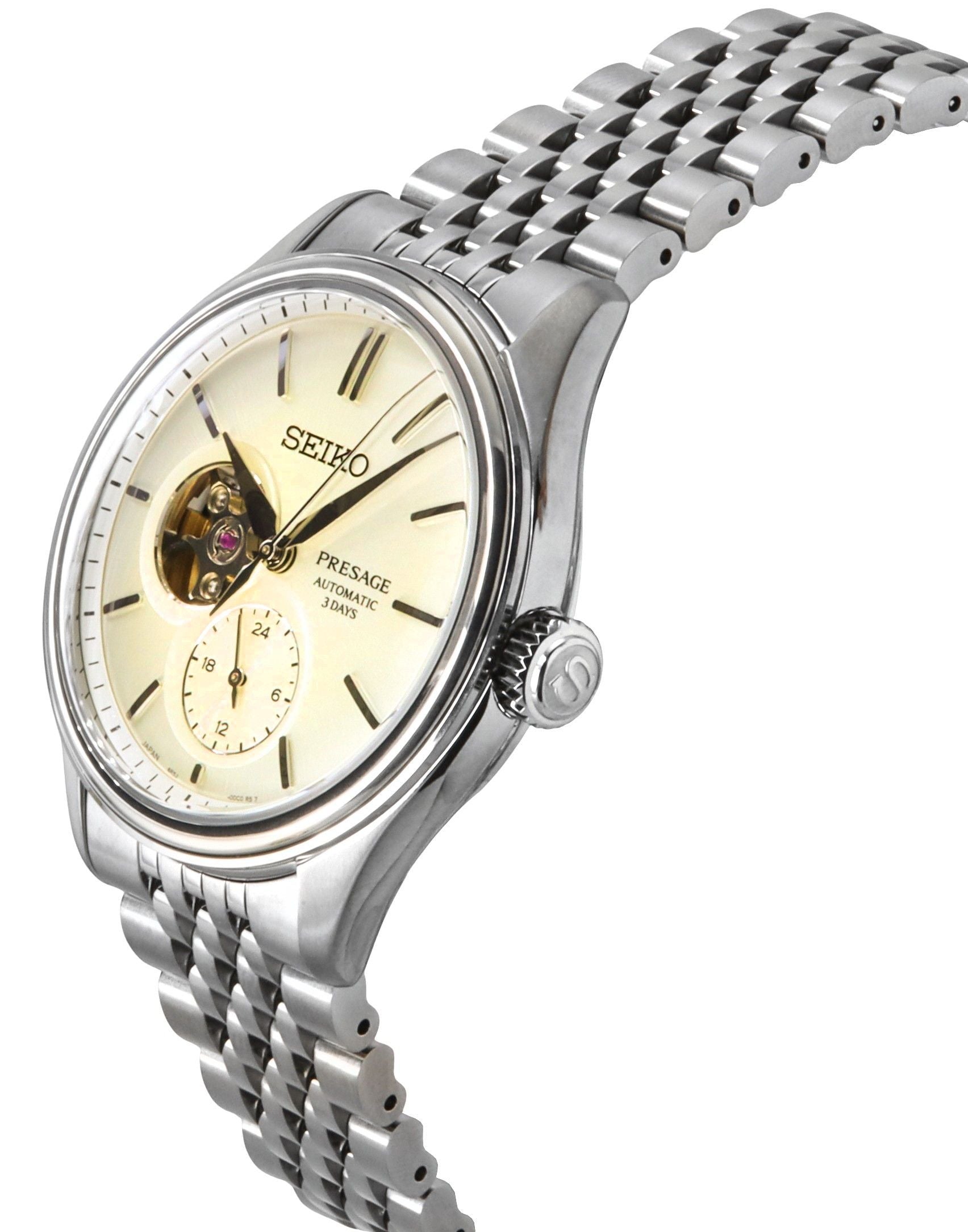 Seiko Presage Classic Shiro-iro Stainless Steel Warm White Dial Automatic SPB469J1 100M Men's Watch