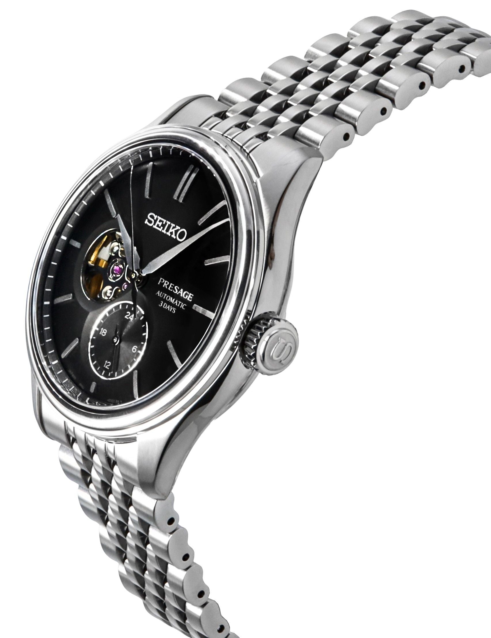 Seiko Presage Classic Sumi-iro Stainless Steel Black Dial Automatic SPB471J1 100M Men's Watch