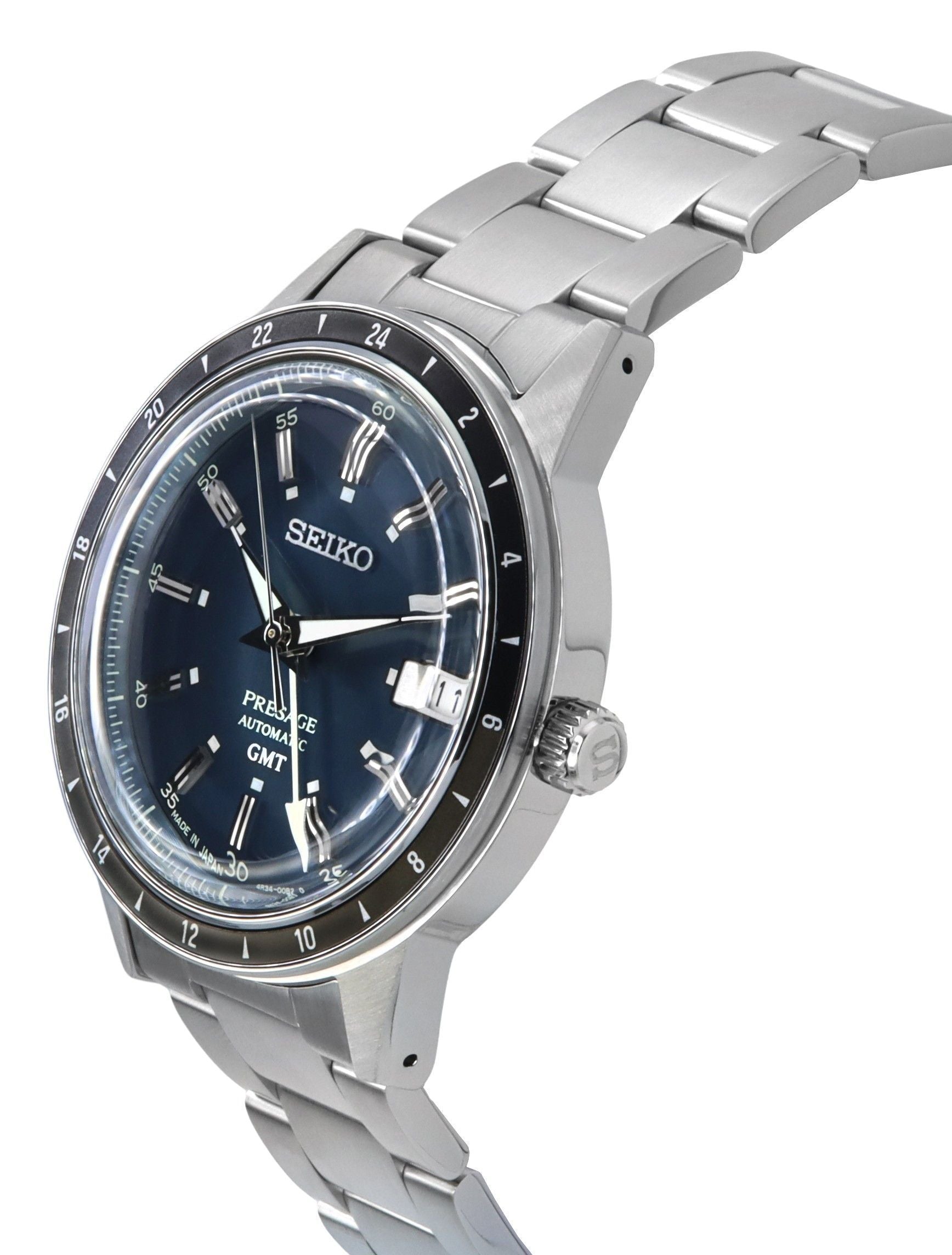 Seiko Presage Style60's GMT Stainless Steel Blue Dial Automatic SSK009J1 Men's Watch