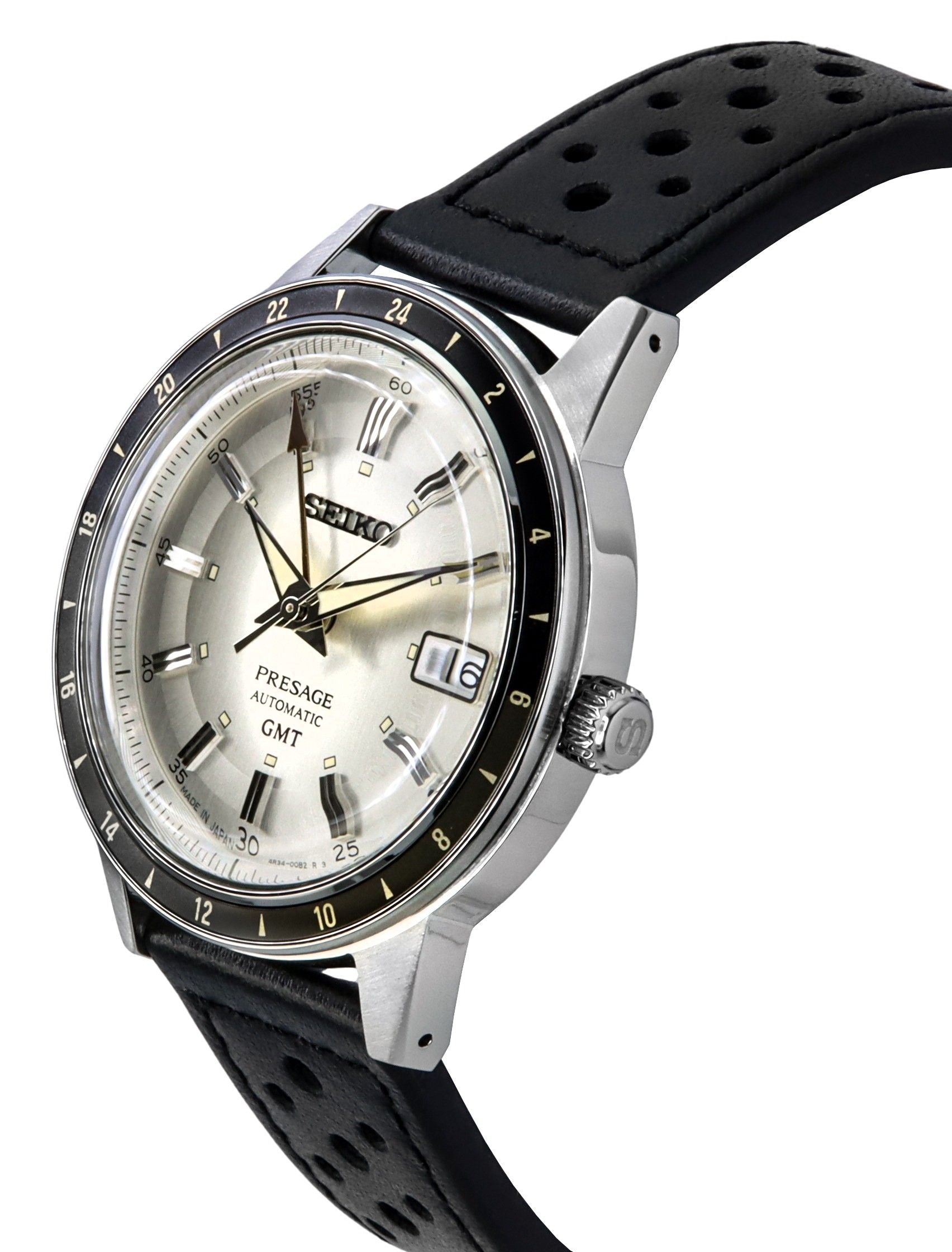 Seiko Presage Style60's GMT Calf Leather Strap Grey Dial Automatic SSK011J1 Men's Watch